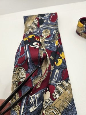 Mickey Unlimited Silk Tie Mens Red Blue Mickey Mouse Novelty Vtg Neck Clearance Vintage Retro