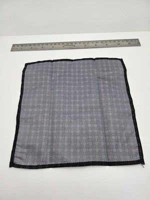 Silk Pocket Square Mens Black Floral Vtg Wedding Handkerchief Hankie Formal Suit Vintage