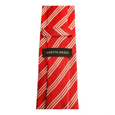 Austin Reed Red and White Striped Silk Tie Mens Vintage Retro Wedding Formal Designer Classic