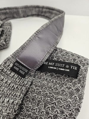 Be Me My Suit and Tie Skinny Knitted Grey Tie Men Woven Square End Necktie Mod Mens Vintage