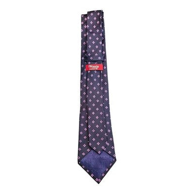 TM Lewin Navy Silk Tie with Purple Daisy Pattern Mens Vintage Retro Wedding Formal Designer