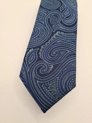 Blue Paisley Jacquard Pattern Silk Tie | Designer Mens Tie UK  BX13 Vintage Retr Retro Wedding