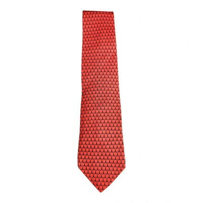 TM Lewin Red Eiffel Tower Pattern Silk Tie Mens Vintage Retro Wedding Formal Designer Classic