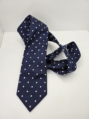 Charles Tyrwhitt Silk Tie Mens Blue White Polka Dot Spotted Wedding Neck Tie Vintage Retro