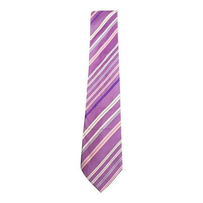 TM Lewin Purple and Pink Striped Silk Tie Mens Vintage Retro Wedding Formal Designer Classic