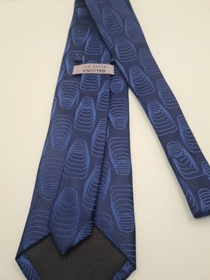 Ted Baker Blue Retro Wide Mens Silk Tie Classic Designer Necktie Formal BX2 Vintage Wedding
