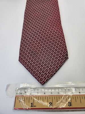 Charles Tyrwhitt Silk Tie Mens Red Geometric Hexagon Vtg Wedding Neck Tie Vintage Retro Formal