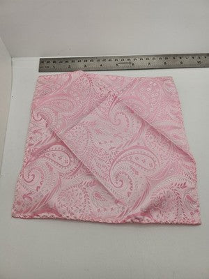 Mens Pocket Square Pink Vtg Retro Wedding Pre-Loved Vintage Poly 8''-10'' Silk Handkerchief
