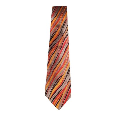 Christian Lacroix Silver Flame Design Silk Tie Mens Vintage Retro Wedding Formal Designer