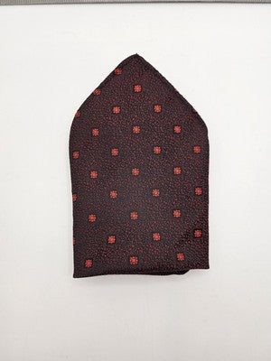 Mens Pocket Square Dark Red Vtg Retro Wedding Pre-Loved Vintage Poly 8''-10'' Silk Handkerchief