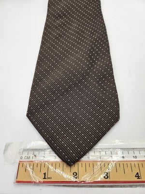 Mens Silk Tie Brown White Polka Dot Textured Vtg Wedding Neck Tie Italy Vintage Retro Formal