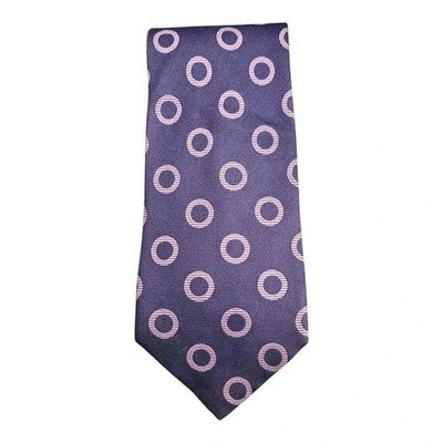 TM Lewin Purple Lilac Ring Pattern Silk Tie Mens Vintage Retro Wedding Formal Designer Classic