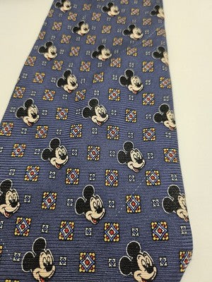Disney Mickey Unlimited Silk Tie Mens Blue Novelty Mickey Mouse Neck Clearance Vintage Retro