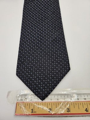 Hugo Boss Silk Tie Mens Black Blue Geometric Polka Dot Wedding Neck Tie Vintage Retro Formal