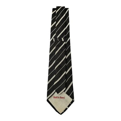 Austin Reed Black and Grey Striped Tie Mens Vintage Retro Wedding Formal Designer Classic