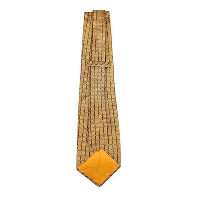 TM Lewin Mustard Yellow Jacquard All Silk Tie Mens Vintage Retro Wedding Formal Designer