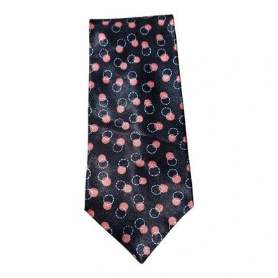 Marks and Spencer Navy Blue Circle Pattern Tie Mens Vintage Retro Wedding Formal Designer