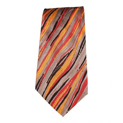 Christian Lacroix Silver Flame Design Silk Tie Mens Vintage Retro Wedding Formal Designer