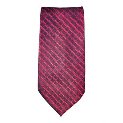 Thomas Nash Deep Red Silk Tie with Geometric Pattern Mens Vintage Retro Wedding Formal Designer
