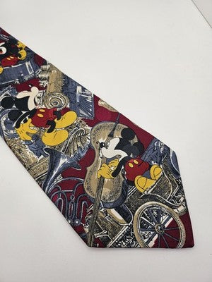 Mickey Unlimited Silk Tie Mens Red Blue Mickey Mouse Novelty Vtg Neck Clearance Vintage Retro