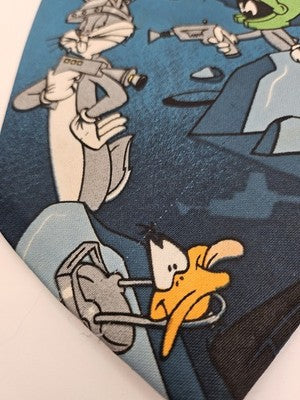 Picasso Silk Tie Mens Blue Looney Tunes Novelty Cartoon Vtg Wedding Clearance Vintage Retro