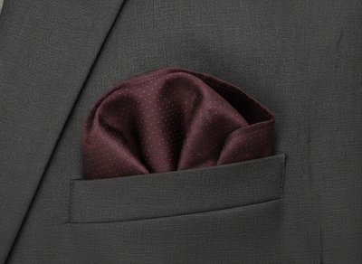 Mens Silk Pocket Square Brown Polka Dot Vtg Wedding Handkerchief Hankie Formal Suit Vintage