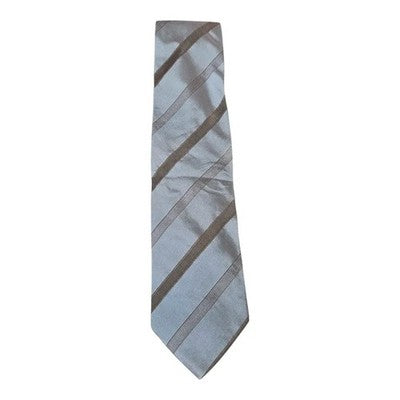 Hugo Boss Grey Striped Silk Tie Mens Vintage Retro Wedding Formal Designer Classic Necktie