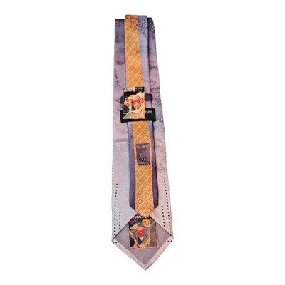 Carnaval De Venice Grey Venetian Silk Tie Mens Vintage Retro Wedding Formal Designer Classic