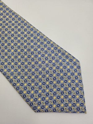 Loewe Silk Tie Mens Blue Yellow Geometric Circles Retro Wedding Neck Clearance Vintage Formal
