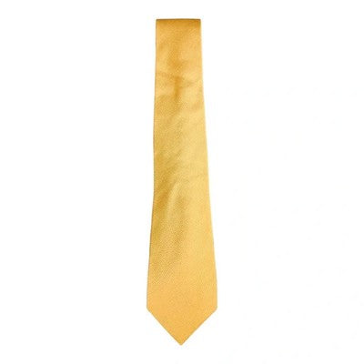 TM Lewin Gold / Yellow Plain Solid All Silk Tie Mens Vintage Retro Wedding Formal Designer