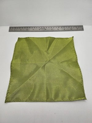 Mens Pocket Square Olive Vtg Retro Wedding Pre-Loved Vintage Poly 8''-10'' Silk Handkerchief