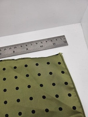 Mens Silk Pocket Square Green Polka Dot Vtg Wedding Handkerchief Hankie Formal Suit Vintage