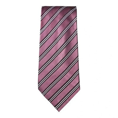 Marks and Spencer Purple and Black Striped Silk Tie Mens Vintage Retro Wedding Formal Designer