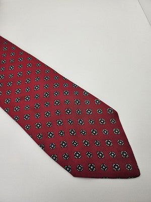 Brooks Brothers Silk Tie Mens Red Navy Geometric Foulard Vtg Wedding Neck Tie Vintage Retro