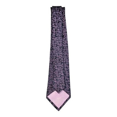 TM Lewin Deep Purple Floral All Silk Tie Mens Vintage Retro Wedding Formal Designer Classic