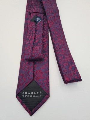 Charles Tyrwhitt Purple Floral Wedding Mens Silk Tie Classic Formal Necktie BX14 Vintage Retro