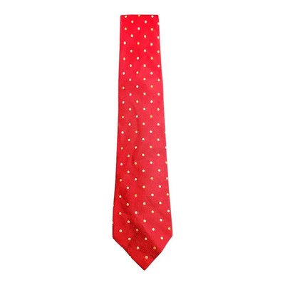 TM Lewin Red and Yellow Spotty All Silk Tie Mens Vintage Retro Wedding Formal Designer Classic