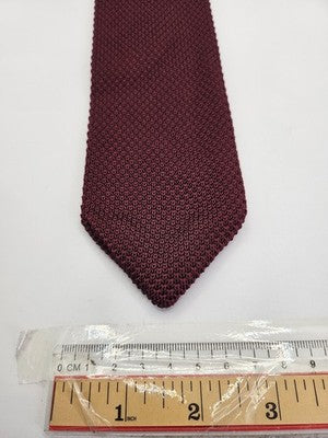 Jennis and Warmann Skinny Knitted Burgundy Tie Men Woven Square End Necktie Mens Vintage Retro
