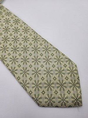 Ted Baker Endurance Silk Tie Mens Green Floral Geometric Wedding Neck Tie Vintage Retro Formal