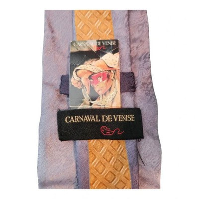Carnaval De Venice Grey Venetian Silk Tie Mens Vintage Retro Wedding Formal Designer Classic