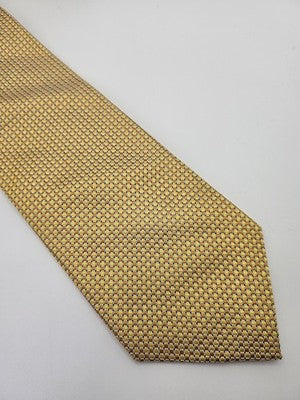 Charles Tyrwhitt Silk Tie Mens Gold Yellow Geometric Check Wedding Neck Tie Vintage Retro