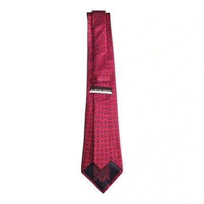 Austin Reed Red Silk Tie with Square Pattern Mens Vintage Retro Wedding Formal Designer Classic