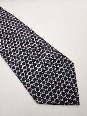 Hermes Silk Tie Mens Black White Scales Geometric Vtg Wedding Neck Tie Vintage Retro Formal
