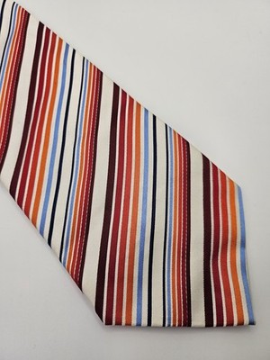 Ted Baker Silk Tie Mens Multicoloured Striped Retro Wedding Neck Tie Vintage Formal Designer