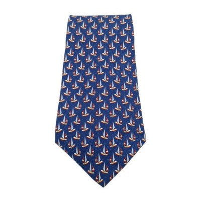 Tie Rack Blue Boat Pattern Mens Silk Tie Classic Designer Necktie BX12 Vintage R Retro Wedding
