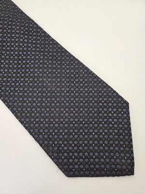 Hugo Boss Silk Tie Mens Black Blue Geometric Polka Dot Wedding Neck Tie Vintage Retro Formal