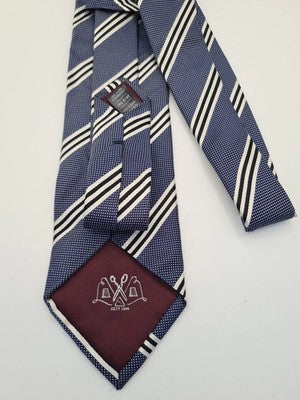 M and S Blue Stripe Formal Work Silk Tie | Designer Mens Tie UK  BX13 Vintage Re Retro Wedding