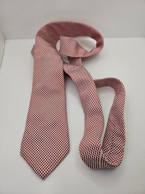 Charles Tyrwhitt Silk Tie Mens Red White Polka Dot Textured Wedding Neck Tie Vintage Retro