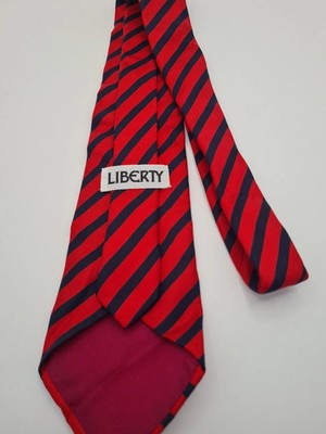 Liberty Red / Blue Striped Vintage Silk Tie | Designer Mens Tie UK  BX2 Retro We Wedding Formal