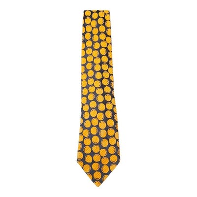 Ermenegildo Zegna Navy Blue and Yellow Textured Spotty Silk Tie Mens Vintage Retro Wedding